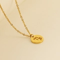 Gold stainless steel Capricorn zodiac necklace with minimalist circular cutout pendant - Capricorn