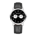 Reloj de cuarzo minimalista para hombre con correa de cuero negro y caja de plata - Esfera Negra Correa Negra (Esferas Dobles)