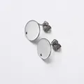 12mm silver stainless steel flat round earring studs with butterfly backs for jewelry making - 12mm Flat Round / Steel