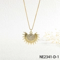 Detailed close-up of a gold sun pendant necklace with zircon inlay and box chain - Gold Double Layer Zircon Sun