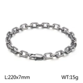 7mm wide industrial style stainless steel curb chain bracelet in matte silver finish - Bracelet / Matte Black