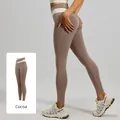 Leggings de yoga de talle alto color cacao con paneles de contraste y efecto moldeador - S / Bottoms / Cacao