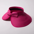 Visière en paille rose fuchsia pour femme avec nœud élégant et large bord pare-soleil - Rose Rouge