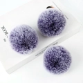 Three fluffy purple faux rabbit fur pom poms on white books for fashion accessory use - Light Gold 4-Link Lobster Clasp / Frosty Navy Blue