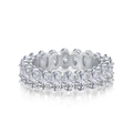 S925 sterling silver eternity ring featuring oval cut cubic zirconia stones in silver finish - Oval Prong Set Style (NE120338)