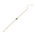 Bracciale tennis dorato con gemma a cuore verde smeraldo e zirconi lucenti - Stile Cuore