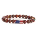 Detail of colorful turquoise beads bracelet featuring a USA flag flag center charm - Malachite Long