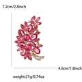 Elegant gold leaf brooch with pink crystals and rhinestones for women shawls - Rose Red