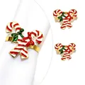 Christmas gold metal napkin ring with red and white candy cane design for table decor - Candy Cane Style 74