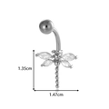 Silver dragonfly belly ring with sparkling crystals and detailed size measurements - Dragonfly Style (2601-2# Silver)