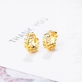 Detailed shot of golden leaf-patterned earrings on a white card with Thank You text - Smooth Leaf Ear Buckle-Gold