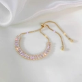 Lussuoso bracciale bolo regolabile in tonalità oro con zirconi cubici rettangolari lucidi - Oro 14K