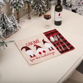 Christmas gnome placemat with red and black buffalo plaid and holiday embroidery - Linen Placemat (J-CZ09)