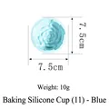 Blue rose shaped silicone baking cup with 7.5cm diameter for muffins and cakes - Six-Petal Flower-Blue