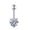 Silver stainless steel belly button ring with a sparkling heart-shaped zircon stone - Silver/Heart Zircon