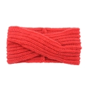 Handgemaakte rode gebreide hoofdband met kabelpatroon en gedraaide knoop voor de winter - Rood