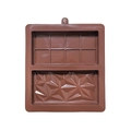 Brown silicone chocolate mold with square and geometric bar patterns for cake decorating - Coffee