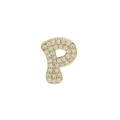 18k gold plated brass letter P pendant with micro pave setting clear zircon stones - Letter P Pendant-Gold