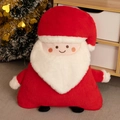 Plush Santa Claus doll for Christmas decor with red outfit and white beard on wooden floor - Santa Claus