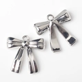 Polished silver alloy bow pendants for DIY jewelry making accessories set of 2 - Silver