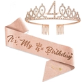 Détail du diadème 40 ans en or rose avec strass et écharpe scintillante assortie - Ensemble 3 Pièces Or Rose 4ème Anniversaire