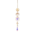 Golden Tree of Life crystal suncatcher with moon, heart, and teardrop iridescent prisms - Citrine Tree of Life