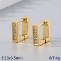 Pendientes cuadrados de acero de titanio dorado con circonitas blancas para hombres y mujeres - 13x3.5mm / Dorado