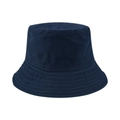 Cappello a secchiello blu scuro in cotone con cuciture sulla tesa per la protezione solare - M (56-58cm) / Blu Navy/Nero