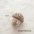 Champagne gold acorn Christmas ornament with glitter top and hanging string, 9cm height - Champagne Gold Acorn