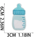 Dettaglio toppa ricamata a biberon con cuciture bianche e blu e dimensioni di 6 cm - Stile Biberon (C23XX-075-04)