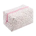 Borsa trucco trapuntata a fiori rosa e bianchi con ampia capacità e cerniera lampo - Rosa Floreale