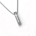 Men's retro stainless steel rectangular pendant necklace with cross and stone texture - Stone Pattern Cross + Stainless Steel Chain