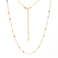 Gold plated stainless steel necklace with pink and coral beads and lobster clasp - Mixed Warm Colors SL922