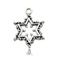 Antique silver zinc alloy snowflake pendant with intricate hollow engraving - Antique Silver Star