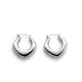 Polished silver stainless steel hollow geometric hoop earrings in a minimalist style - Geometric Irregular Hoop (ER-623)