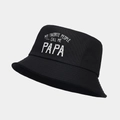 Vue détaillée du chapeau bob noir en coton avec impression blanche PAPA - MY FAVORITE PEOPLE CALL ME PAPA Noir