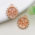 DIY rose gold snowflake pendant with oval beaded frame for vintage jewelry making - 1 Piece (12x15mm)