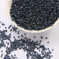 Deep blue metallic 2mm glass seed beads for DIY jewelry making in a ceramic bowl - Hematite Color