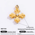 18k gold plated stainless steel cross pendant with central zircon gemstone - Gold Stainless Steel Inlaid Clear Zirconia Mini Cross Pendant 2pcs (PJ91103-2pcs)