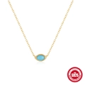 Minimalist S925 sterling silver necklace with oval turquoise pendant in 18K gold plating - Oval Turquoise Pendant / Gold #21 (Oval)