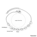 Polished stainless steel evil eye disc bracelet with 16cm+3cm adjustable chain length - Silver Minimalist Thick Disc Bracelet