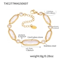 Macro shot of 18k gold plated stainless steel bracelet with faceted Czech glass stones - White