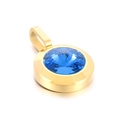 Polished gold stainless steel pendant featuring a faceted deep blue stone centerpiece - Deep Blue Gemstone Gold Base (KP100721-K)