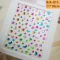 Colorful mix of heart, star, and moon gem stickers on 11x18cm sheet for face makeup - BJA-815 (Colorful Mixed)