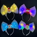 LED Christmas headband set with glowing Santa, reindeer, and snowman designs - Christmas Bowknot Headband Mixed Colors