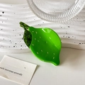Lime green acetate hair claw clip with vibrant leaf design for elegant high ponytails - Yellow Lemon Slice - 8.7cm