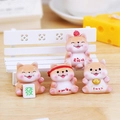 Set of four cute mini Shiba Inu resin figurines for car interior and desk decor - Lucky Dog Full Collection