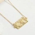 Vintage style gold Saint Benedict medal necklace with a rectangular charm on a fine chain - Rectangle