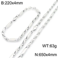 Conjunto de collar y pulsera de acero inoxidable plateado con eslabones retorcidos - Estilo B (3:1) Pulsera / Color Acero