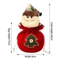 Red Christmas gift bag with tree applique and plaid Santa hat, dimensions 26cm by 9cm - Button Applique Apple Bag Santa
